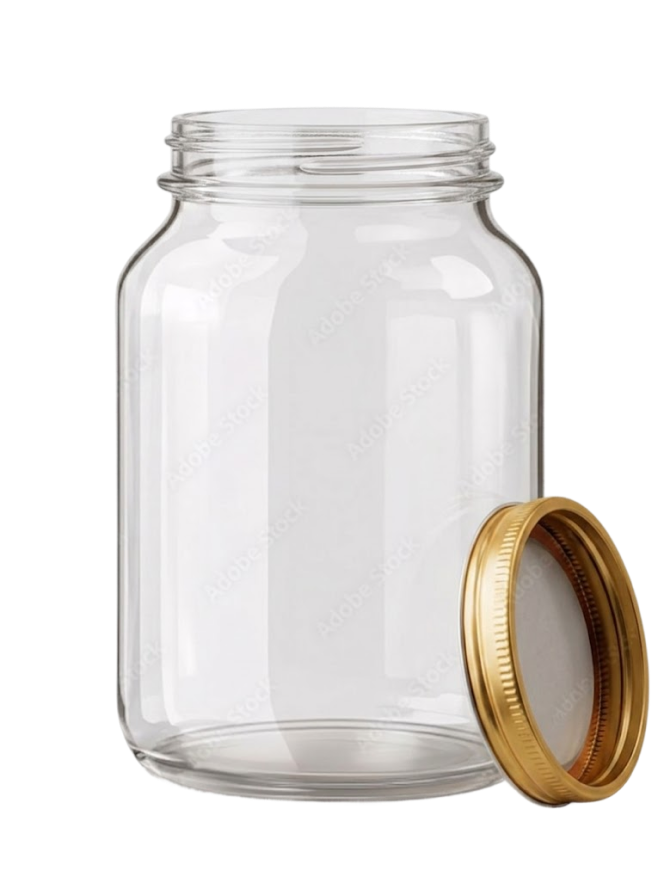 An open glass jar